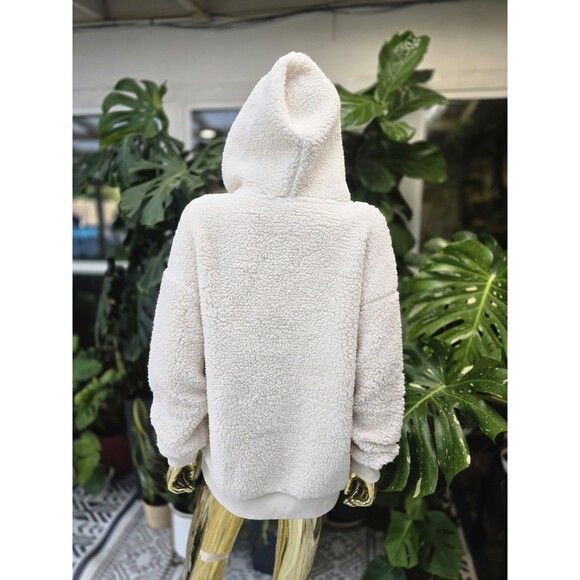 Victoria’s Secret PINK Cozy Fleece Pullover Ivory  HOODIE Size Small S - Picture 3 of 4